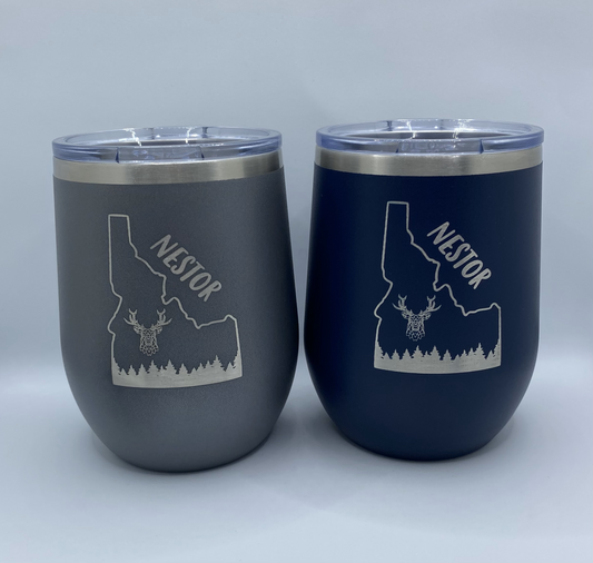 Personalized Idaho Wine Tumblers-Matching Set.
