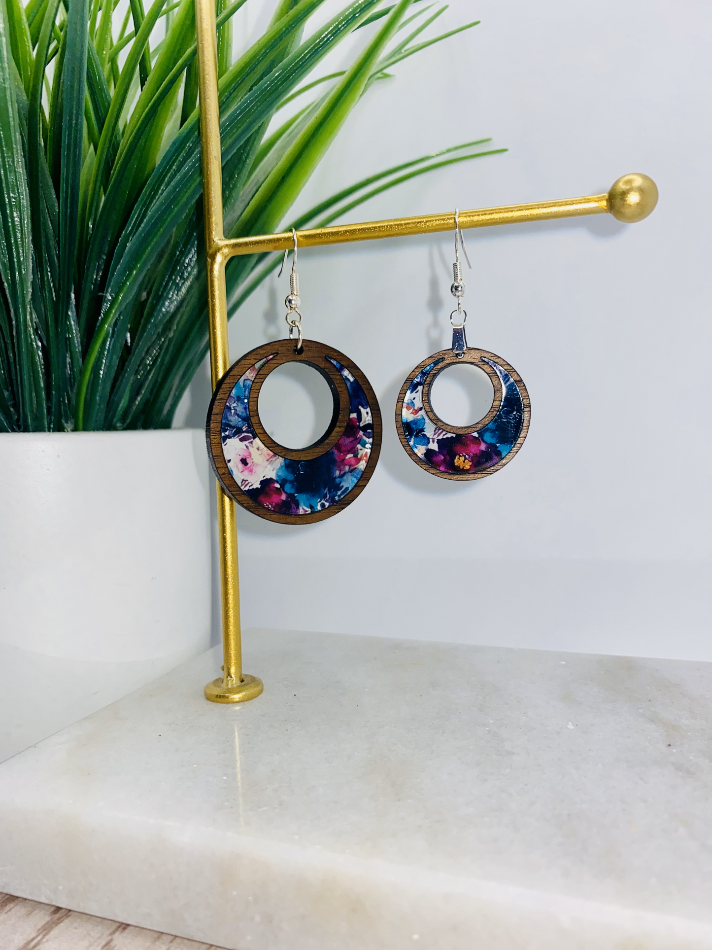 Watercolor Floral Earrings-Boho/round/teardrop