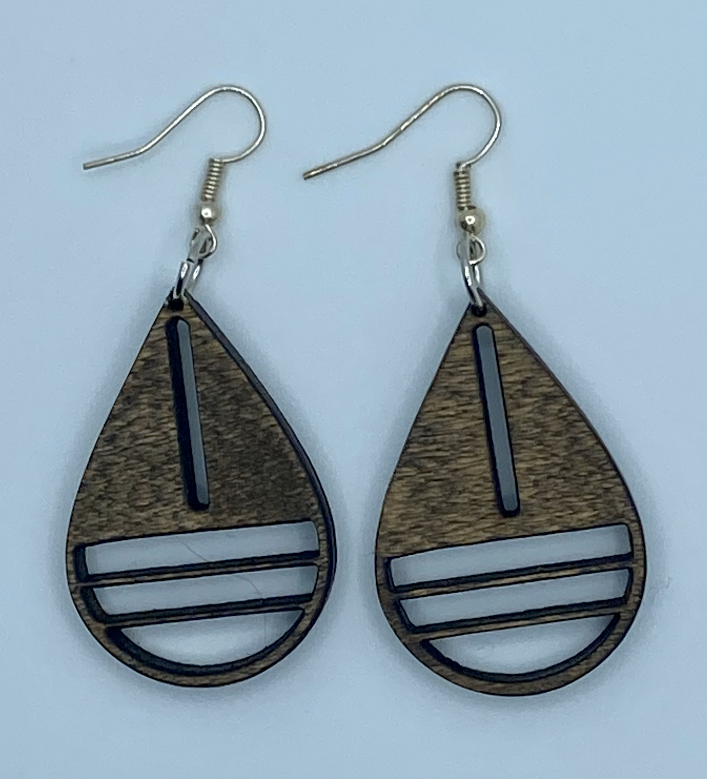 Nautical Teardrop Wood Earrings.